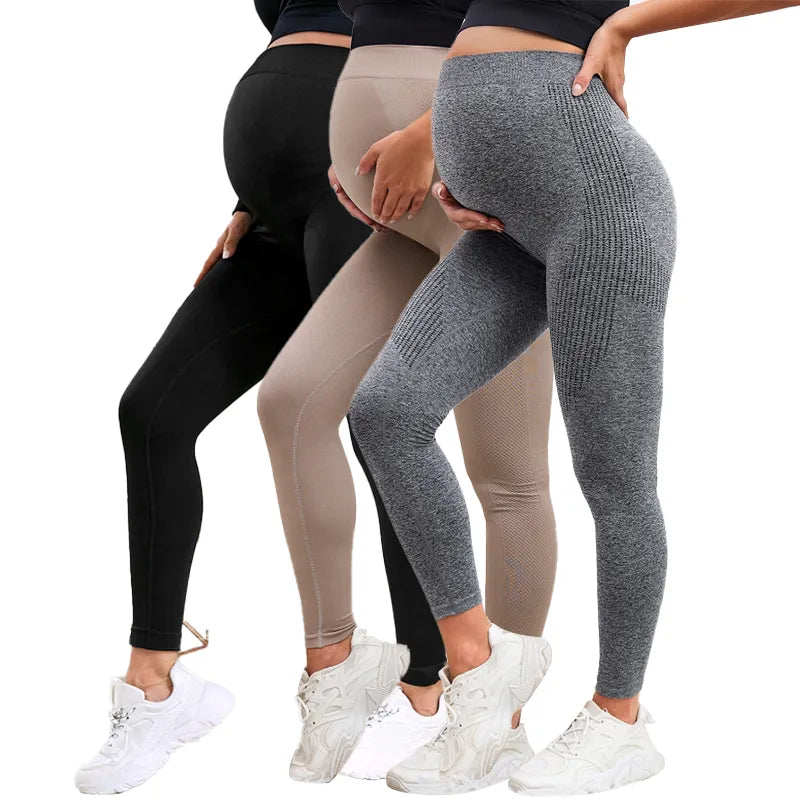Elastic High Waist Maternity Leggings Support For Pregnant Women