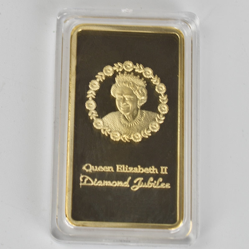 Queen Elizabeth Ii Gold Plated Metal Plate With Gift Box