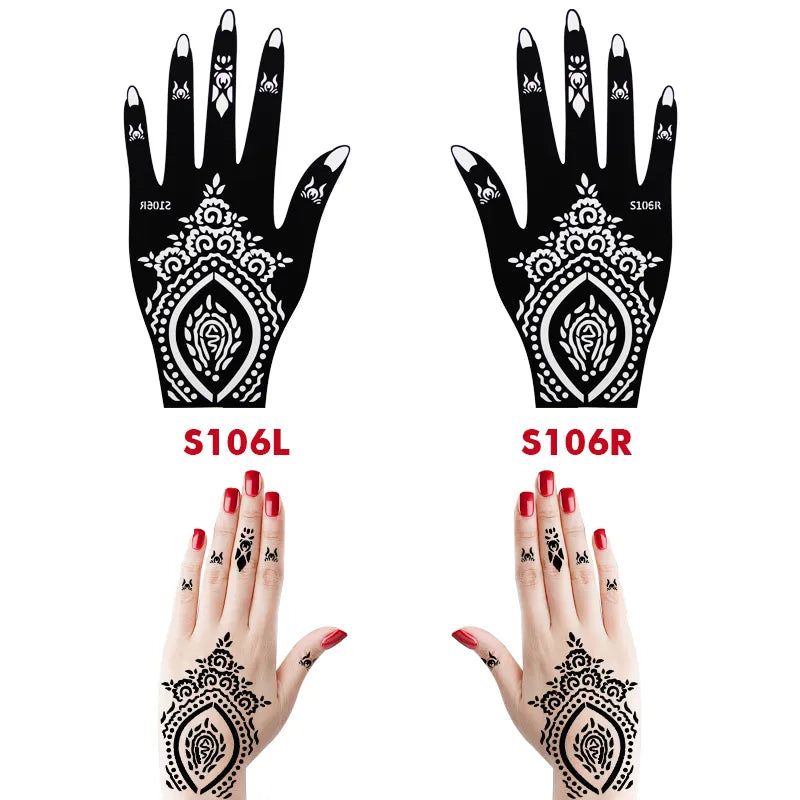 Self-Adhesive Reusable Henna Mehndi Tattoo 5 Pairs Set