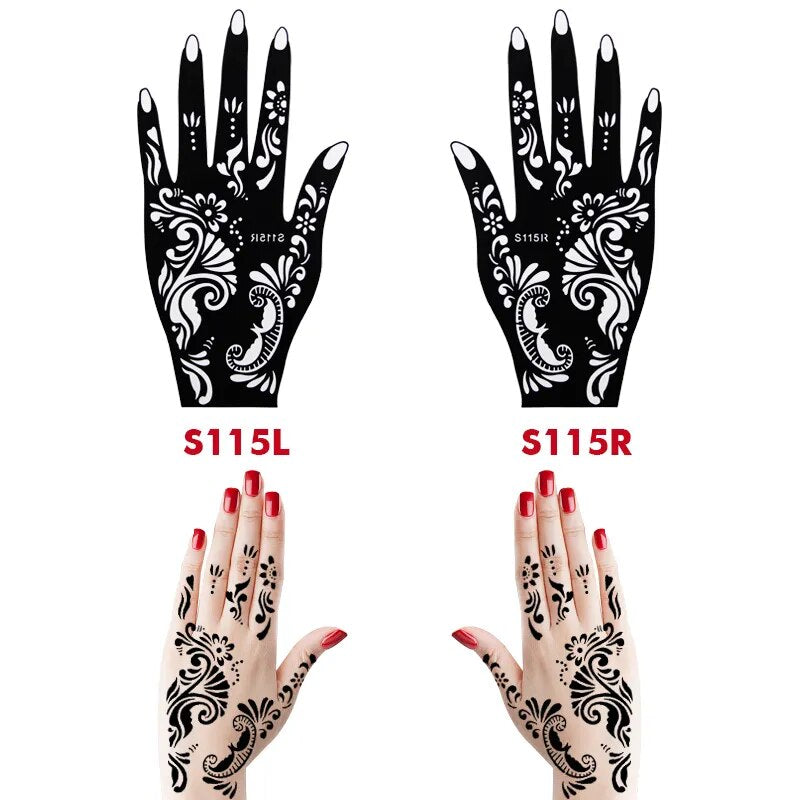 Self-Adhesive Reusable Henna Mehndi Tattoo 5 Pairs Set