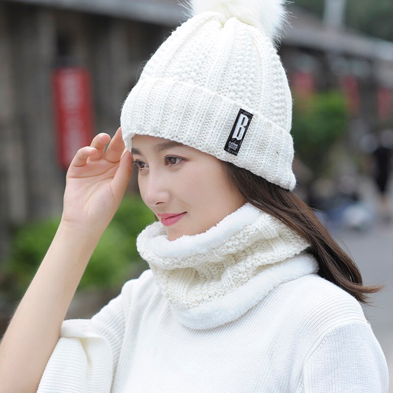 Fleeced Winter Warm Hat With Scarf