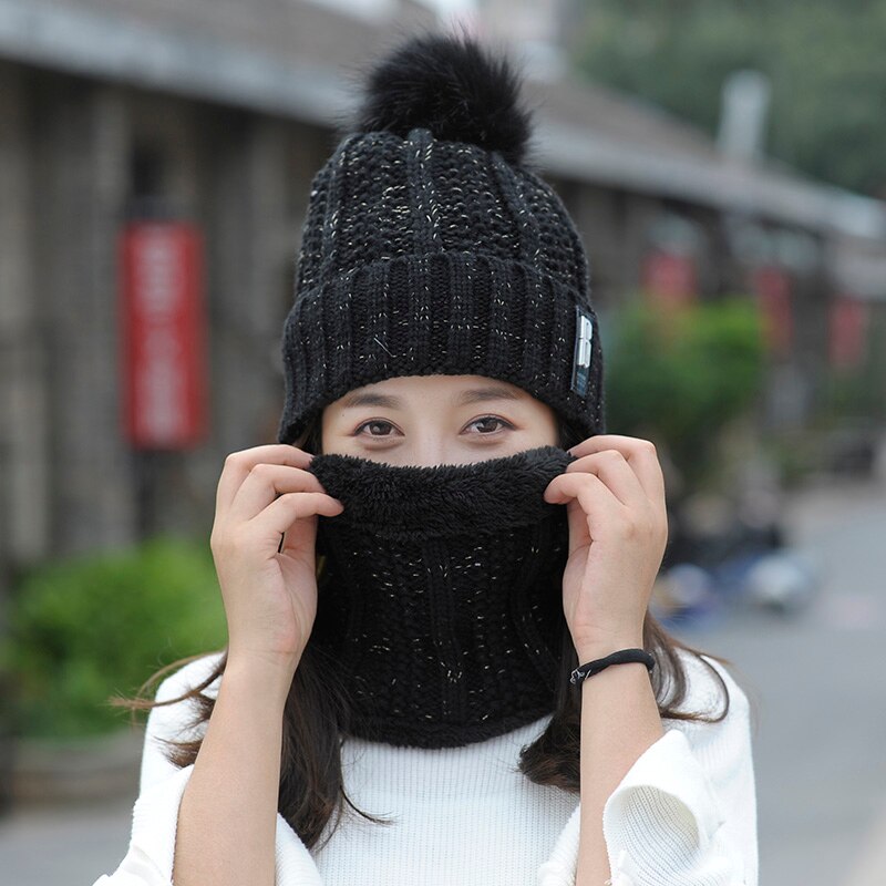 Fleeced Winter Warm Hat With Scarf