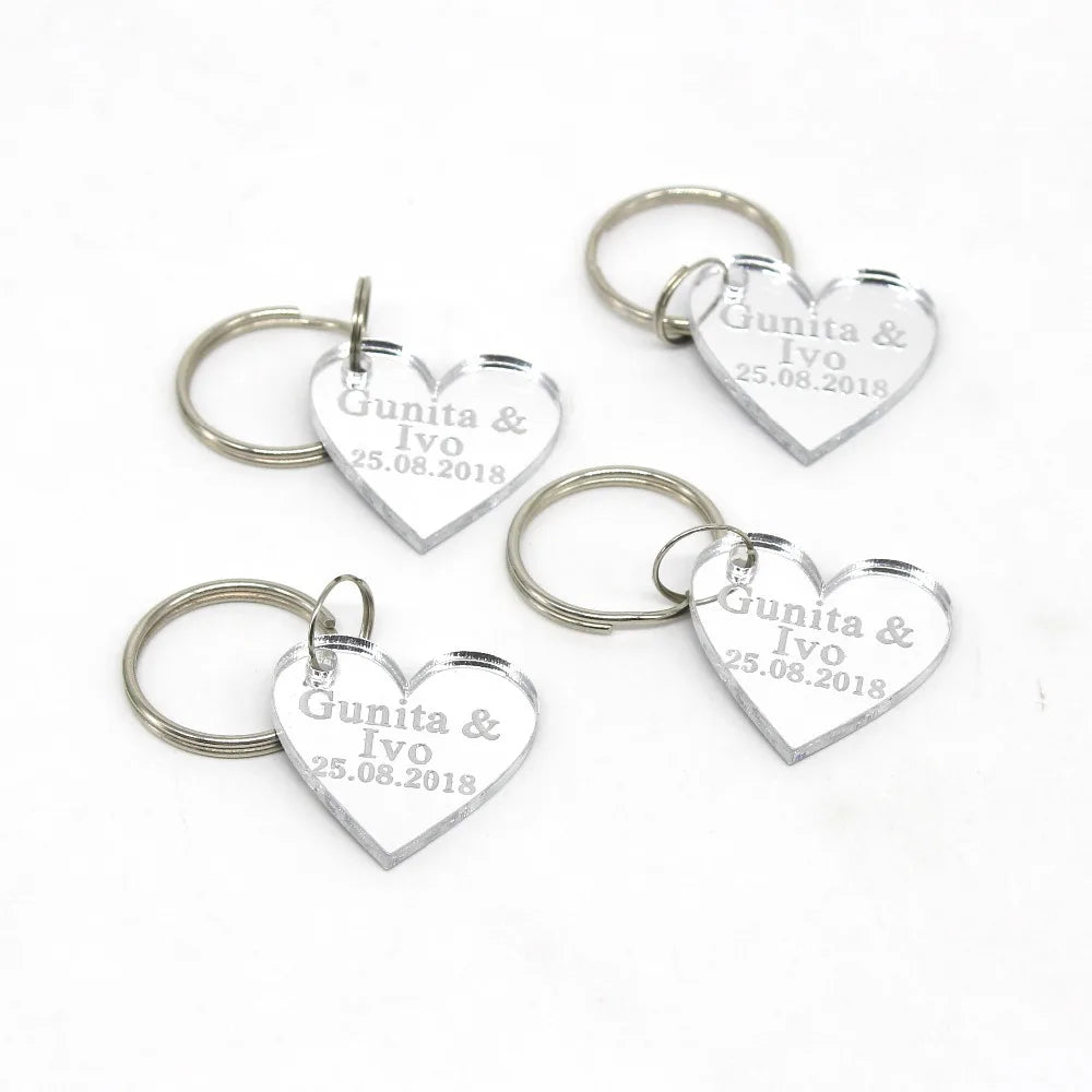 Personalized Engraved Love Heart Key Chain Acrylic 30pcs Set