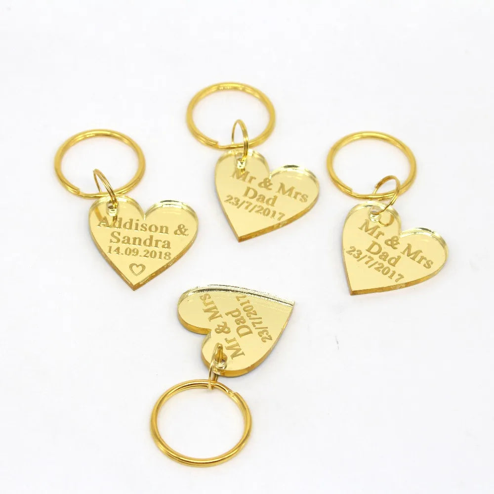 Personalized Engraved Love Heart Key Chain Acrylic 30pcs Set