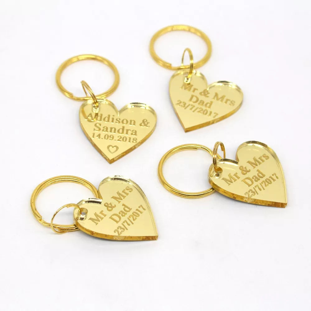 Personalized Engraved Love Heart Key Chain Acrylic 30pcs Set