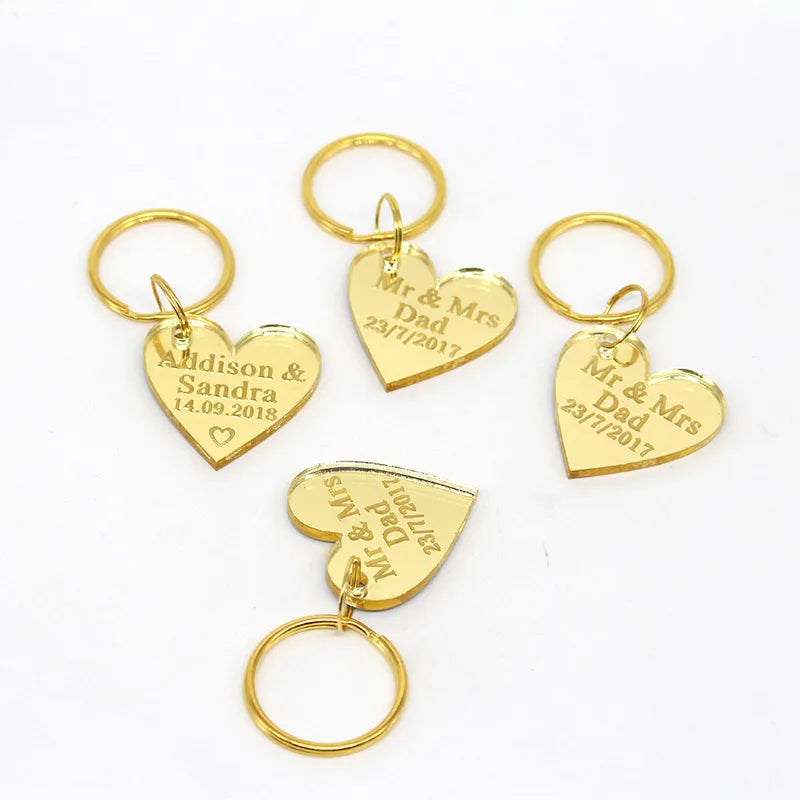 Personalized Engraved Love Heart Key Chain Acrylic 30pcs Set