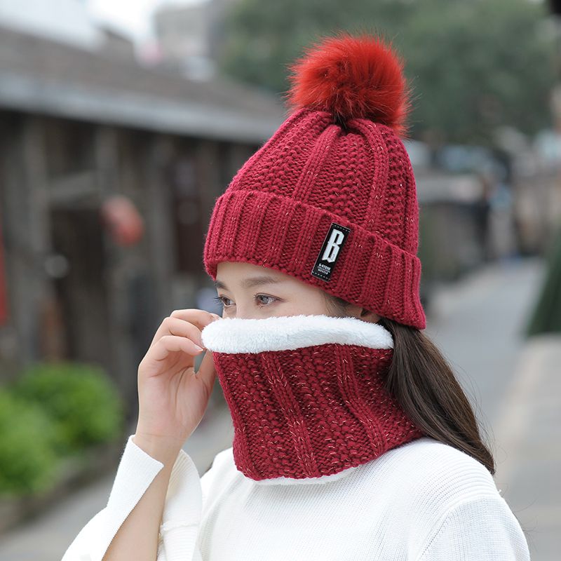 Fleeced Winter Warm Hat With Scarf