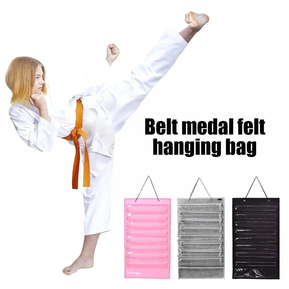 Martial Arts Wall Hanging Mounted Belt Display Rack With Dust Cover