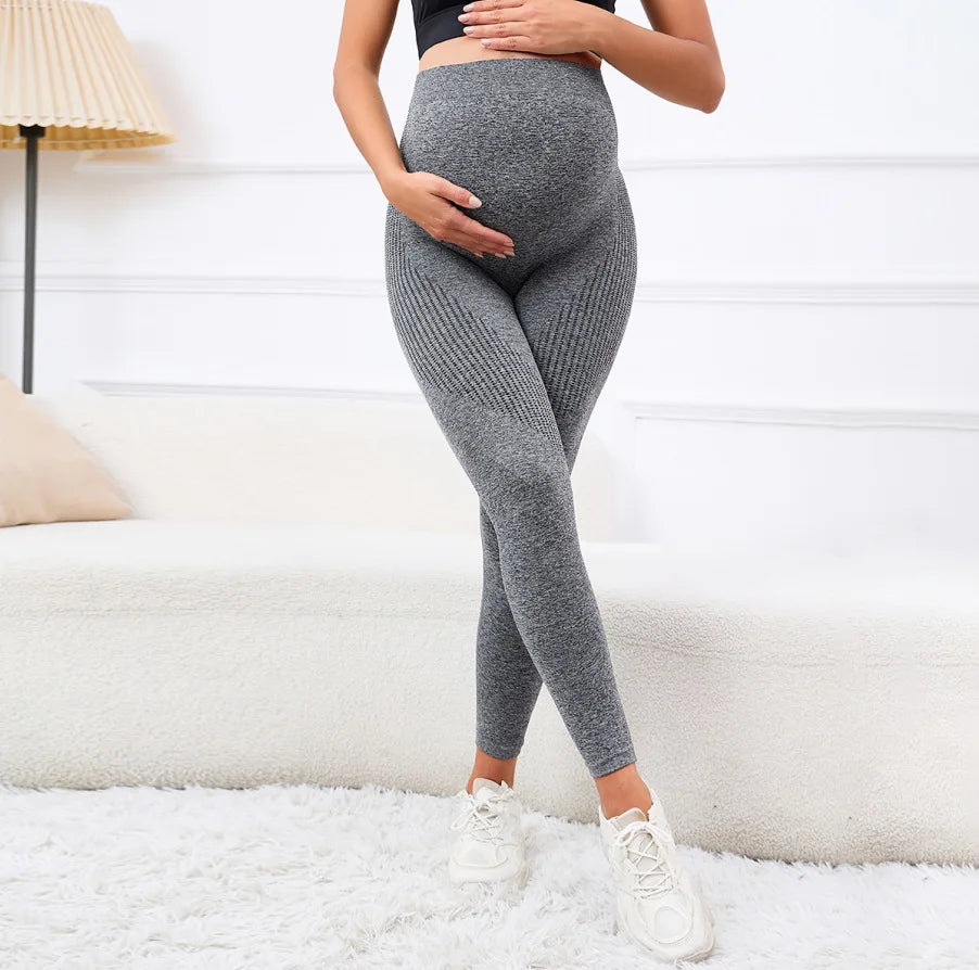 Elastic High Waist Maternity Leggings Support For Pregnant Women