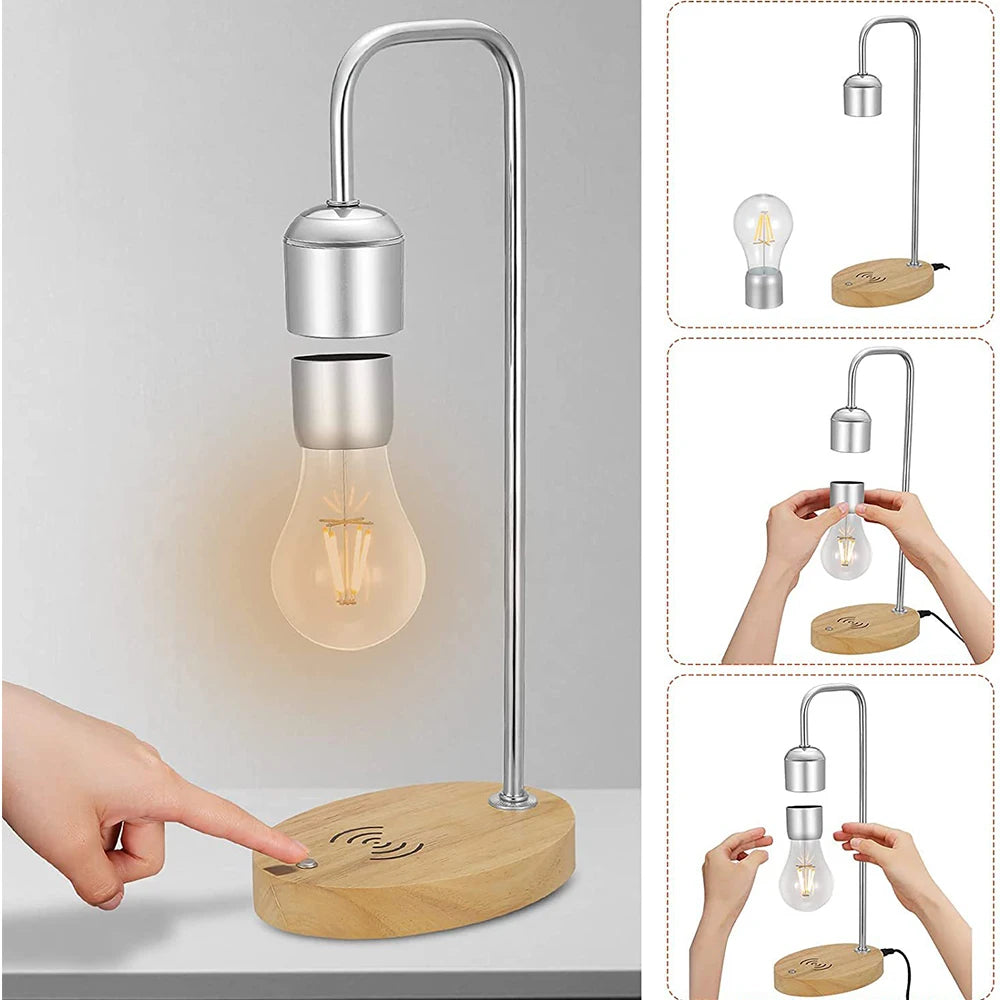 Magnetic Levitating Floating Light Bulb With Wireless Charger