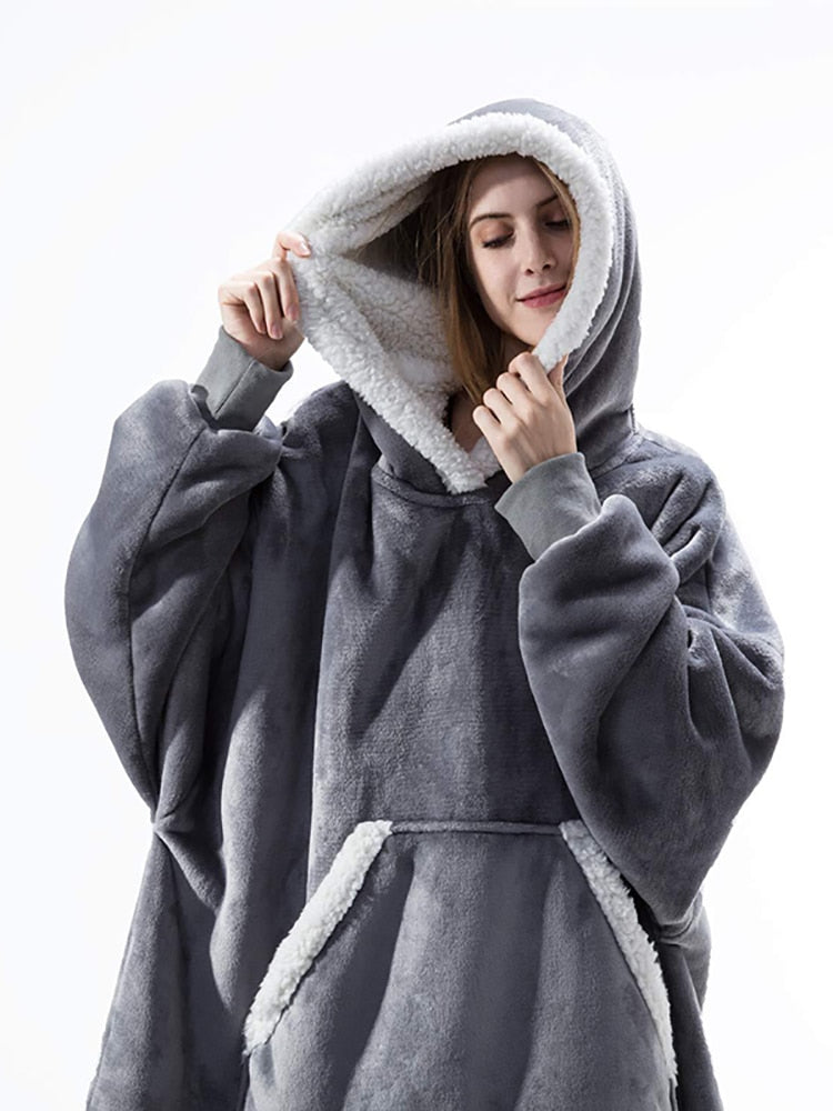 Hooded Winter Soft Plush Fleece Sofa Blanket hoody