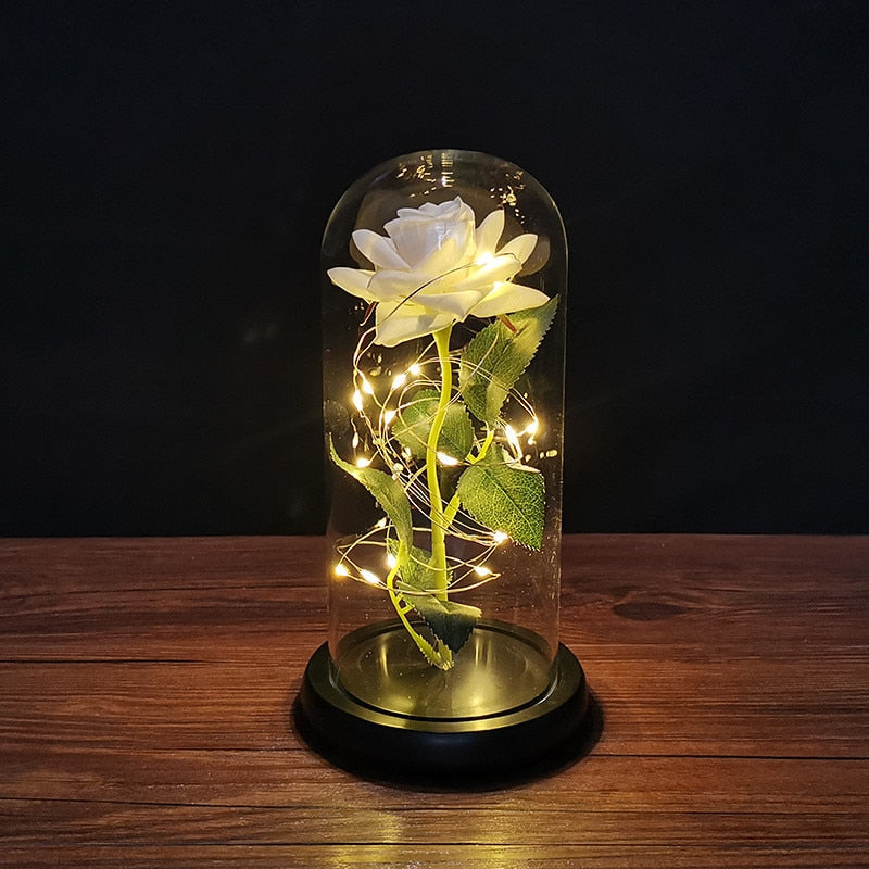 LED Enchanted Galaxy Rose Eternal Foil Flower Dome