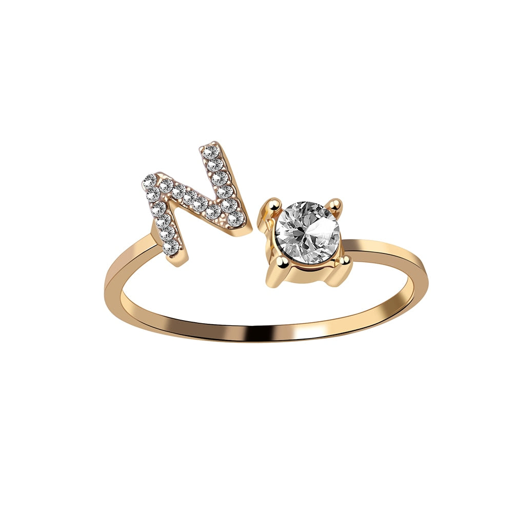 Alphabet Letter Women Adjustable Ring