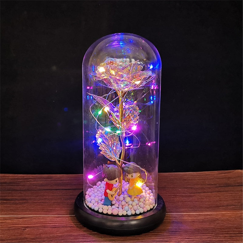 LED Enchanted Galaxy Rose Eternal Foil Flower Dome