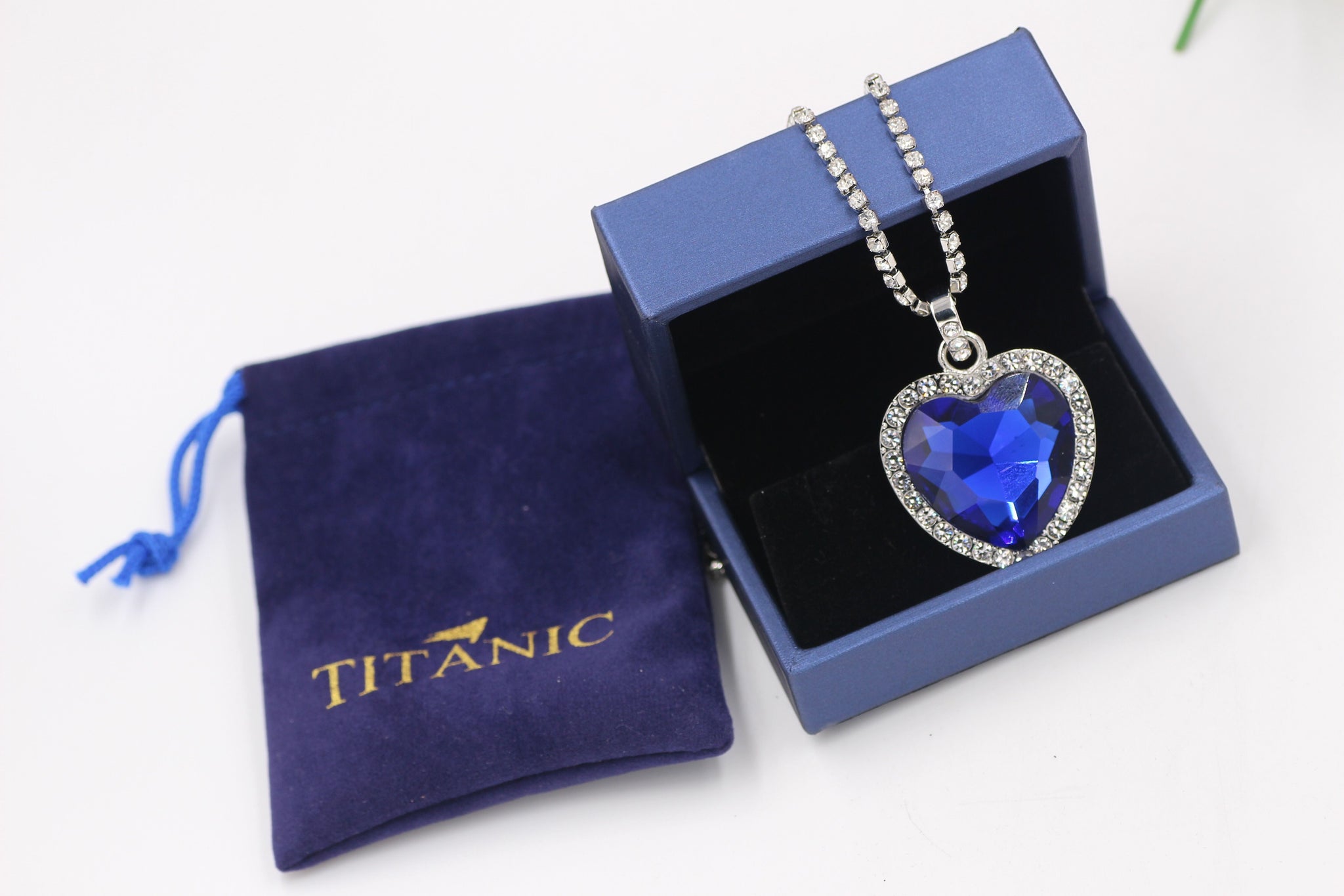 Titanic Heart of Ocean Blue Heart Pendant Necklace