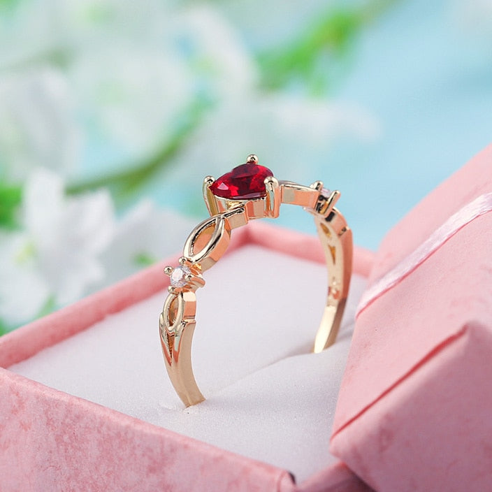 Huitan Simple Heart Ring