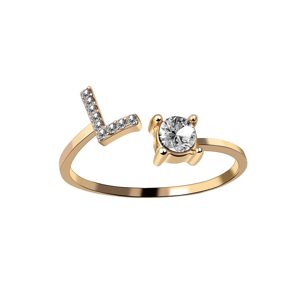 Alphabet Letter Women Adjustable Ring