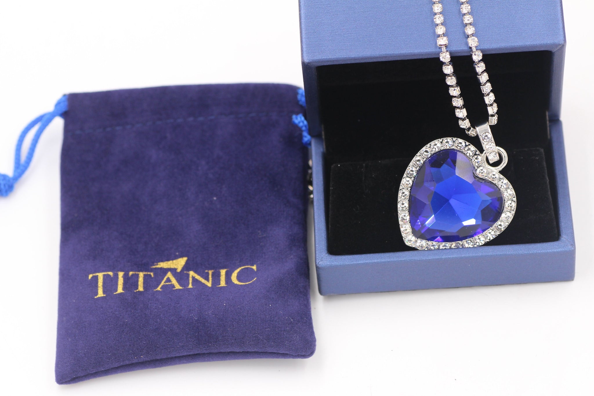 Titanic Heart of Ocean Blue Heart Pendant Necklace