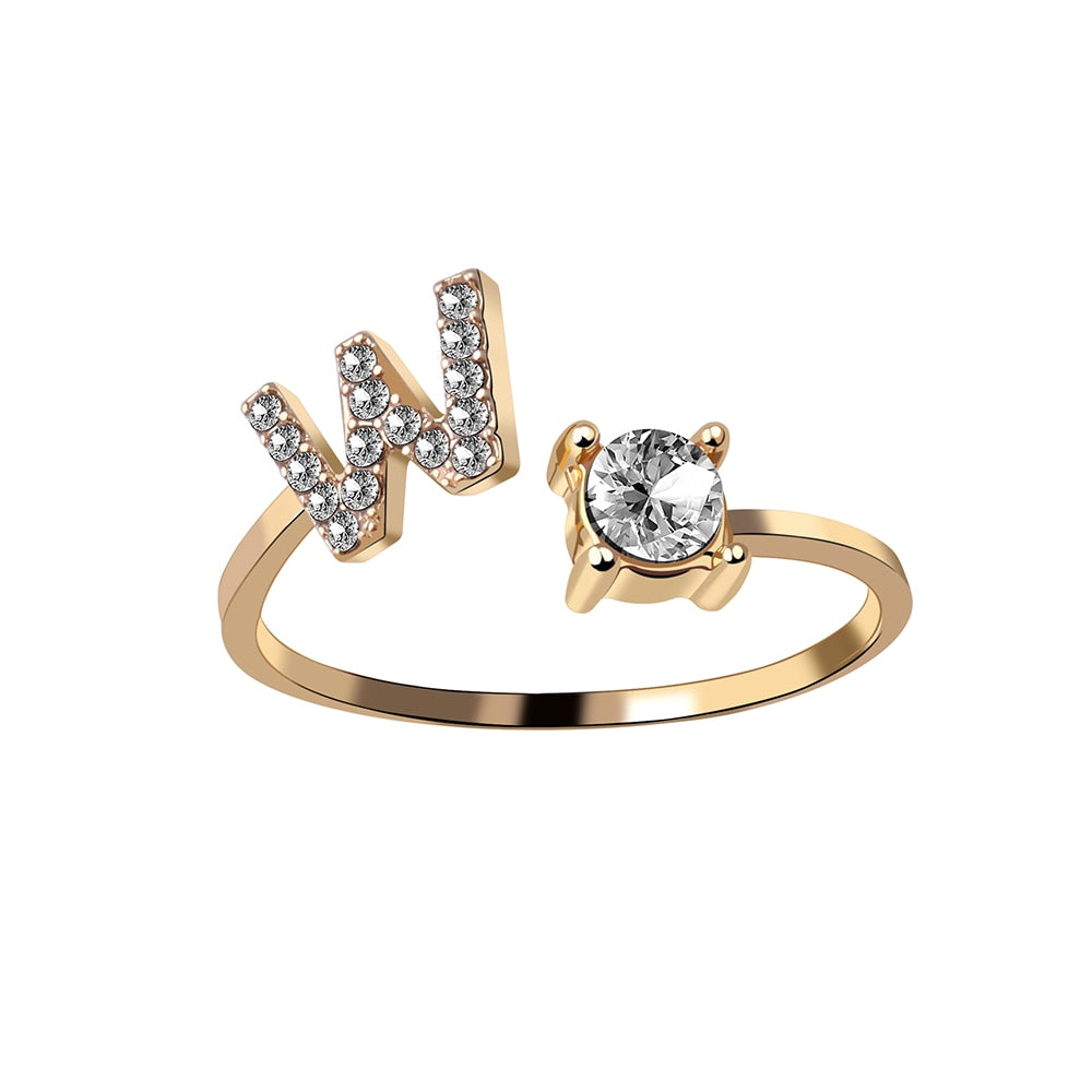 Alphabet Letter Women Adjustable Ring