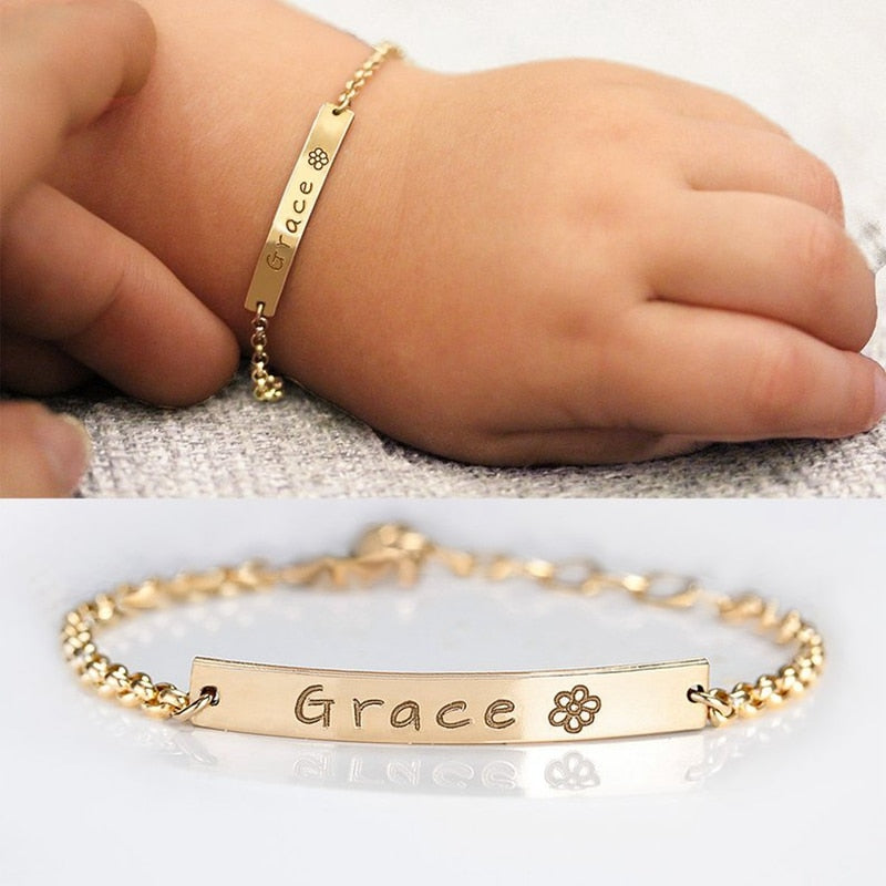 Personalized Baby Name Stainless Steel Bracelet