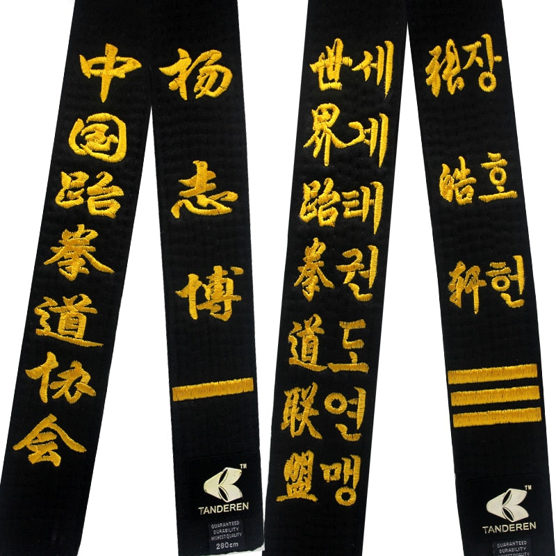 Embroidered Black Belt Custom Made 2" Wide