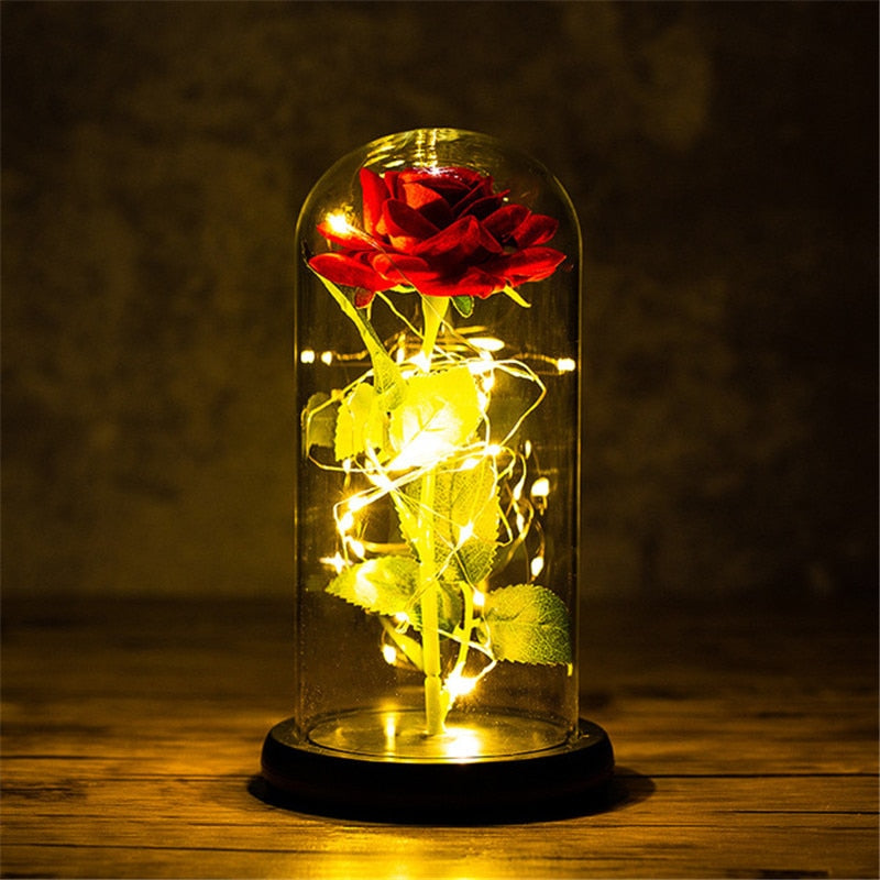 LED Enchanted Galaxy Rose Eternal Foil Flower Dome