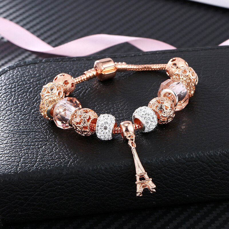 Rose gold Eiffel Tower Charm Bracelets