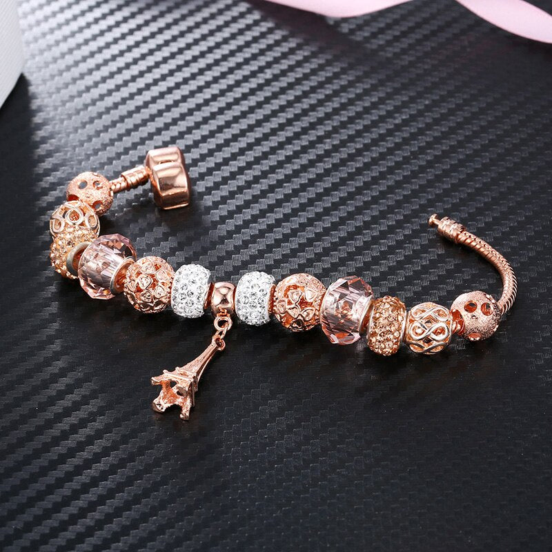 Rose gold Eiffel Tower Charm Bracelets