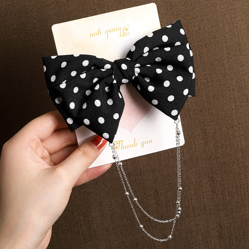 Women Ribbon Bow Pearls Hair clips