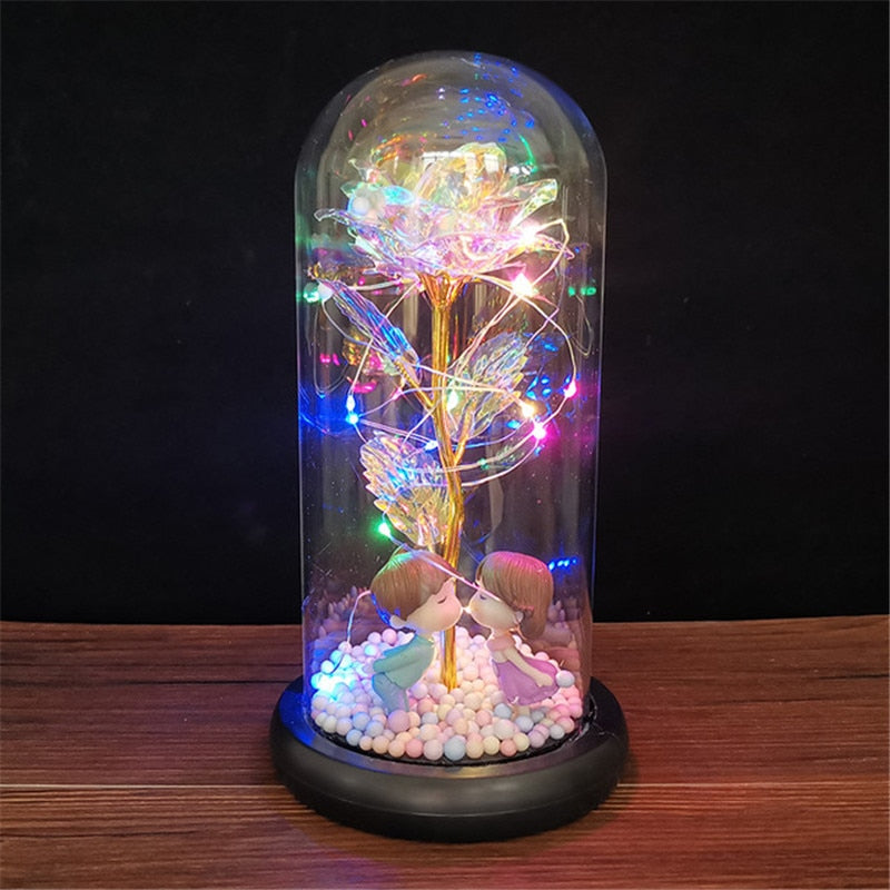 LED Enchanted Galaxy Rose Eternal Foil Flower Dome