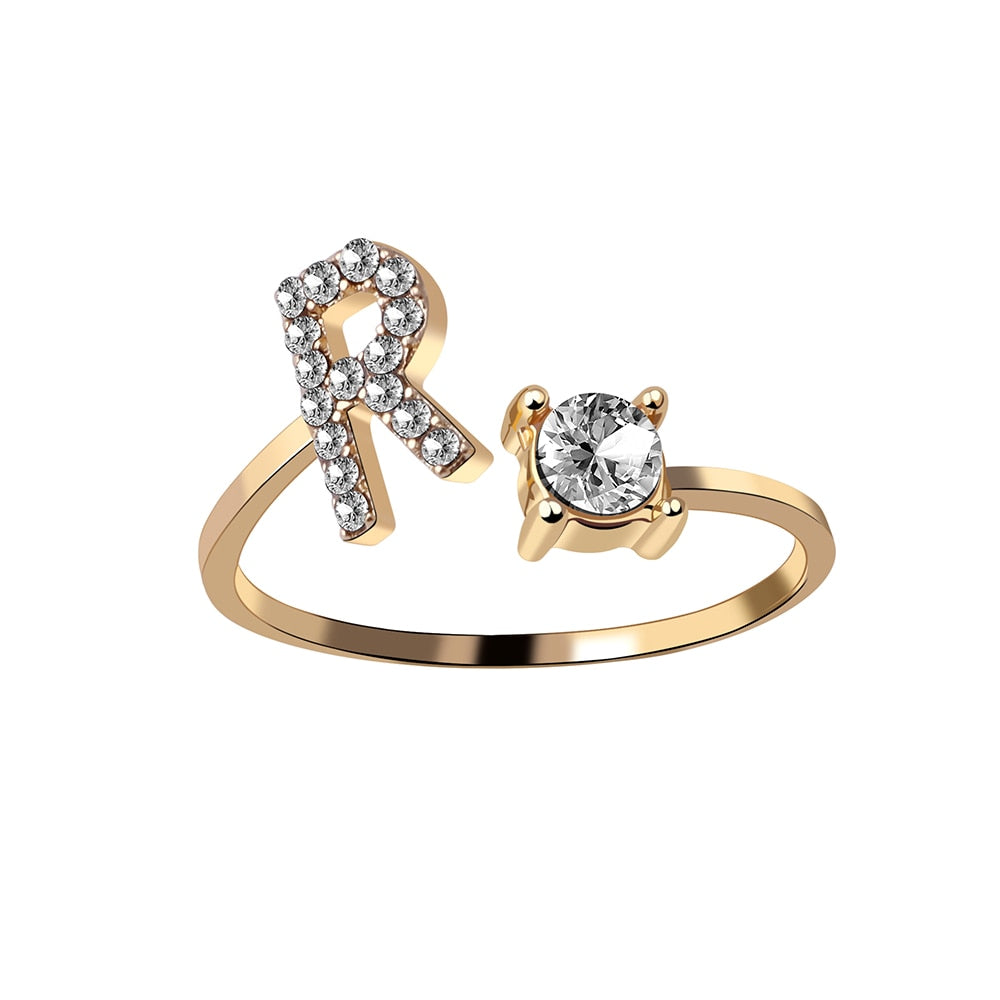 Alphabet Letter Women Adjustable Ring