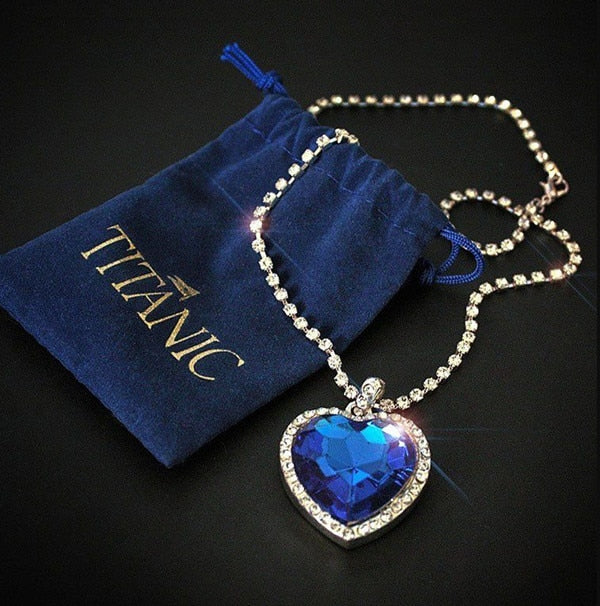 Titanic Heart of Ocean Blue Heart Pendant Necklace