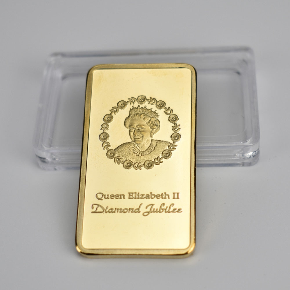 Queen Elizabeth II Gold Plated Metal Plate With gift box