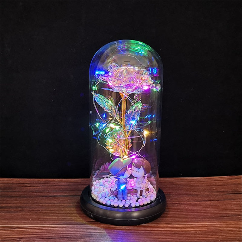 LED Enchanted Galaxy Rose Eternal Foil Flower Dome