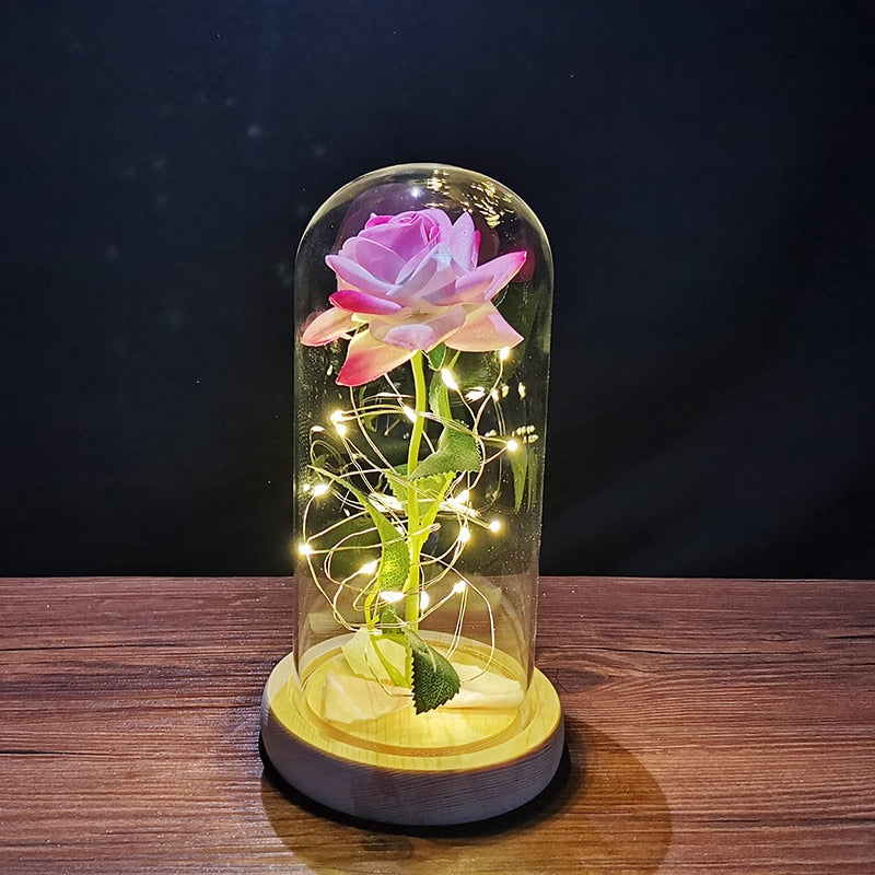 LED Enchanted Galaxy Rose Eternal Foil Flower Dome