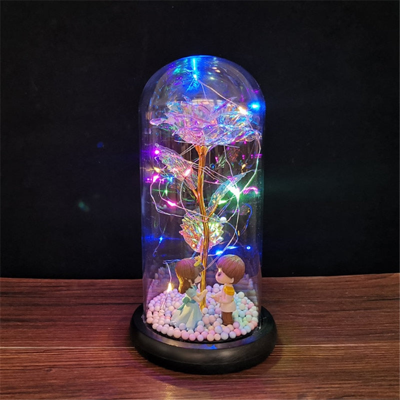 LED Enchanted Galaxy Rose Eternal Foil Flower Dome