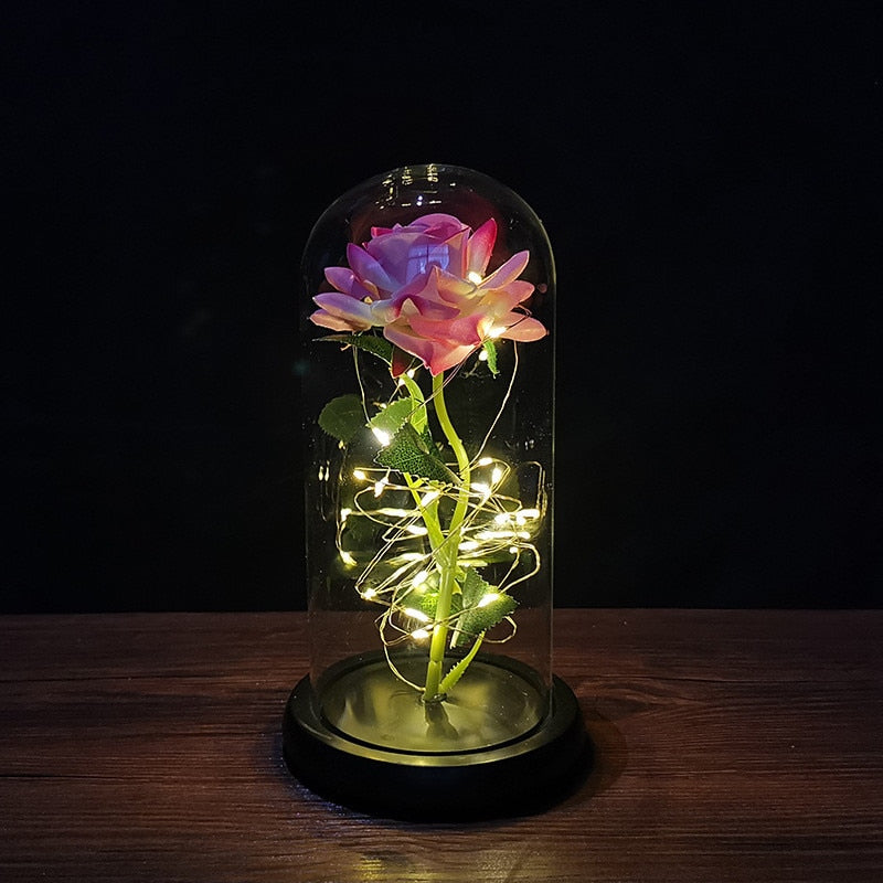 LED Enchanted Galaxy Rose Eternal Foil Flower Dome