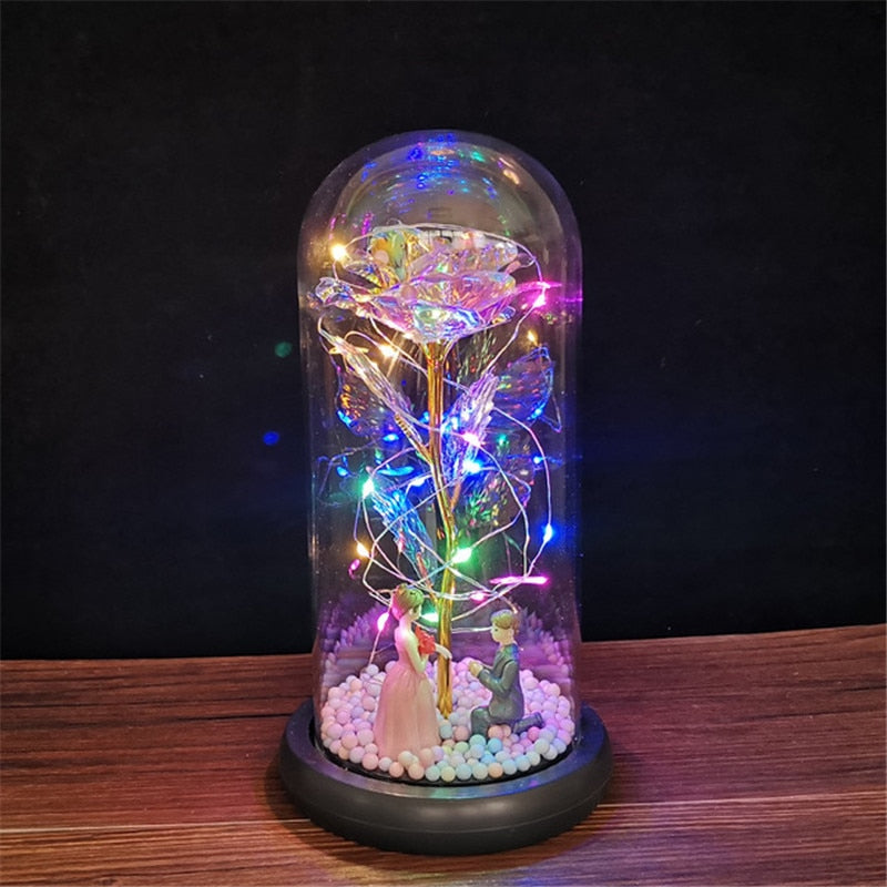 LED Enchanted Galaxy Rose Eternal Foil Flower Dome