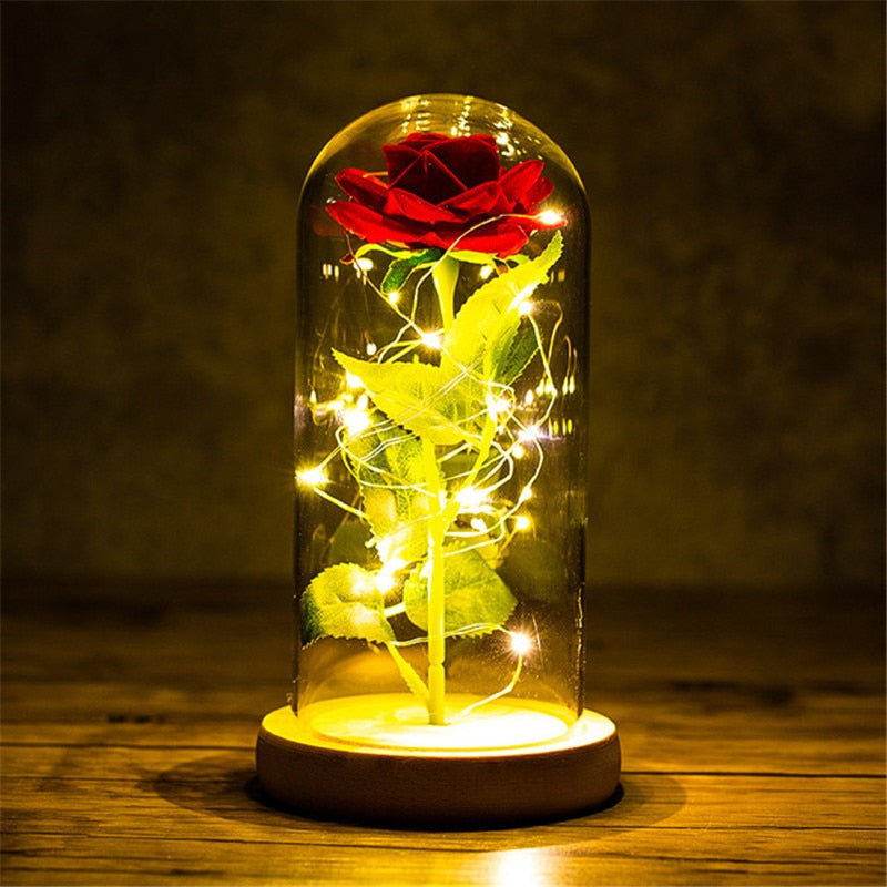 LED Enchanted Galaxy Rose Eternal Foil Flower Dome