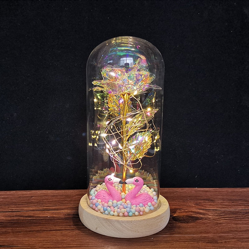 LED Enchanted Galaxy Rose Eternal Foil Flower Dome