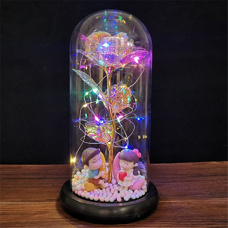 LED Enchanted Galaxy Rose Eternal Foil Flower Dome