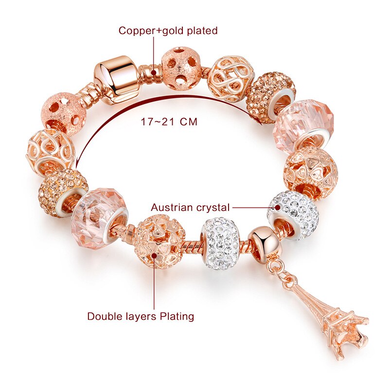 Rose gold Eiffel Tower Charm Bracelets