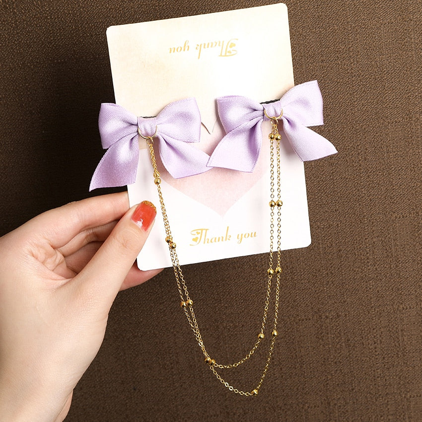 Women Ribbon Bow Pearls Hair clips