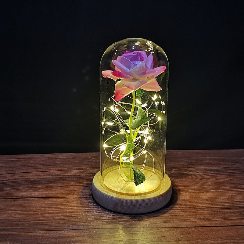 LED Enchanted Galaxy Rose Eternal Foil Flower Dome