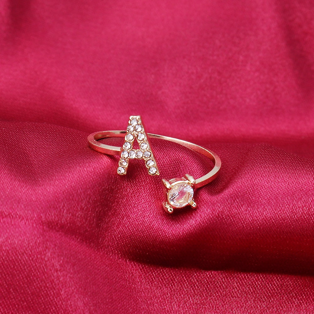 Alphabet Letter Women Adjustable Ring