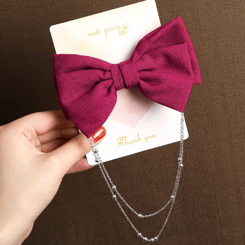 Women Ribbon Bow Pearls Hair clips