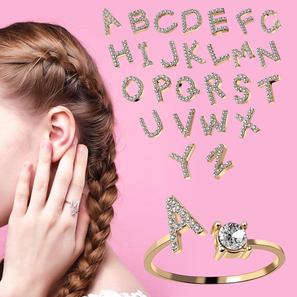 Alphabet Letter Women Adjustable Ring