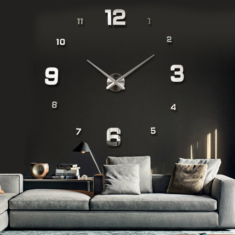 3D DIY Acrylic Mirror Wall Clock