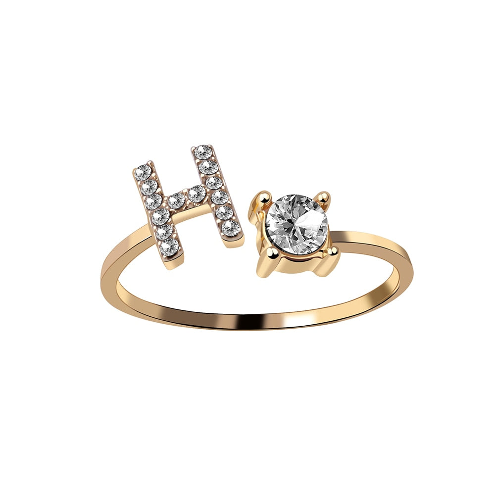 Alphabet Letter Women Adjustable Ring