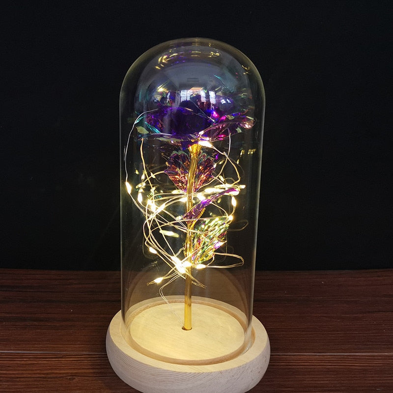 LED Enchanted Galaxy Rose Eternal Foil Flower Dome